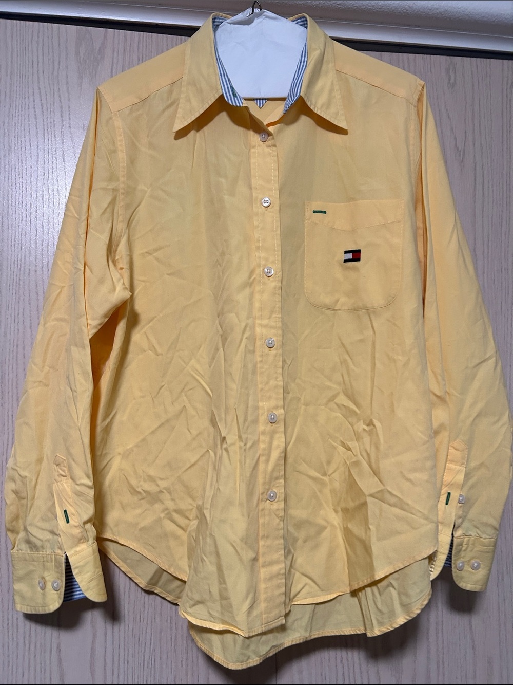 Tommy Hilfiger Men's Pale Yellow Long-Sleeve Button-Down Shirt